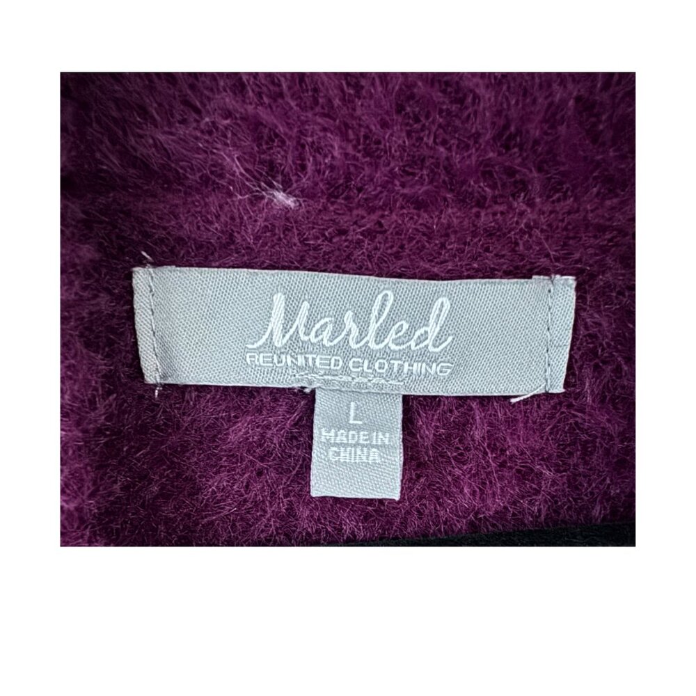 Marled Reunited Eyelash Mock Neck Pullover Sweater Purple Maroon Women's Large - Picture 5 of 5